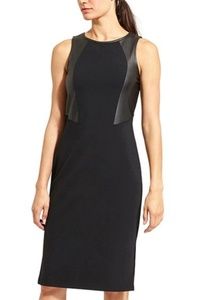 Athleta Black Pointe Dress w Faux Leather Panels